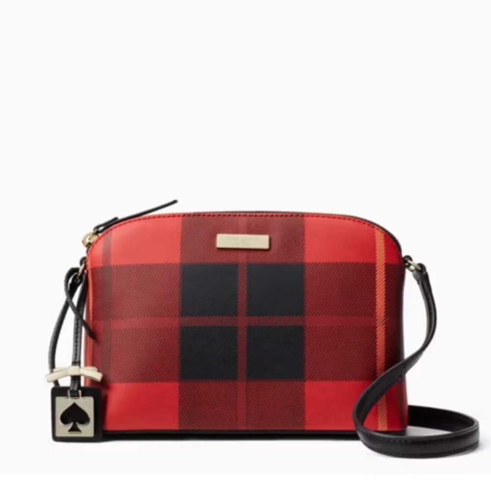 Kate Spade Brightwater Drive Hanna Red and Black Plaid Crossbody Bag